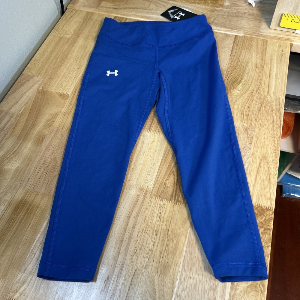 Under Armour Girls Motion Solid Ankle Blue Leggings Youth XS 1369974